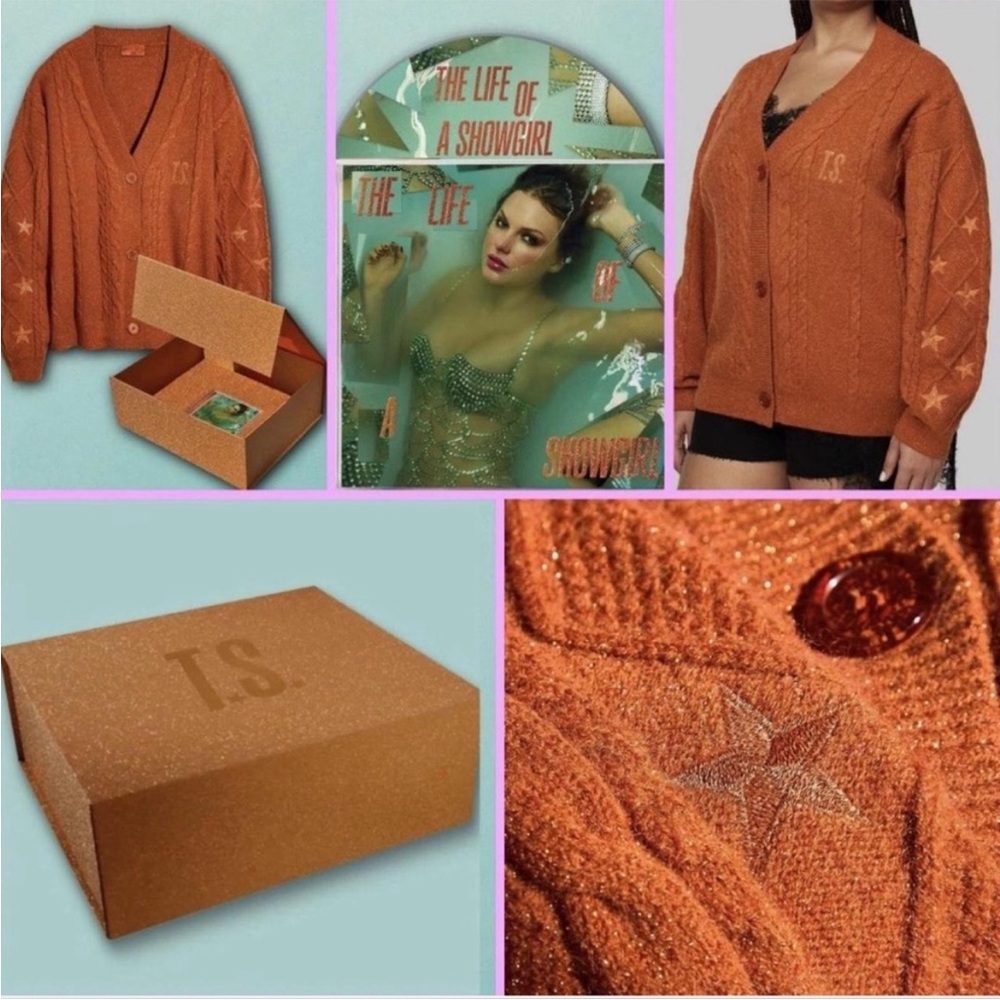 Taylor Swift Medium/Large - Showgirl - Orange Sparkle Cardigan Box Set